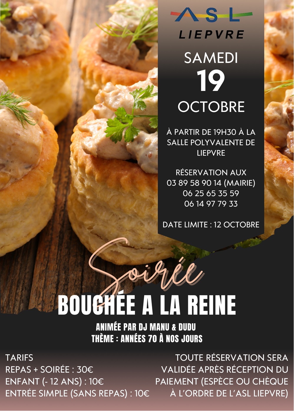 Soirée Bouchée à la reine Le 19 oct 2024